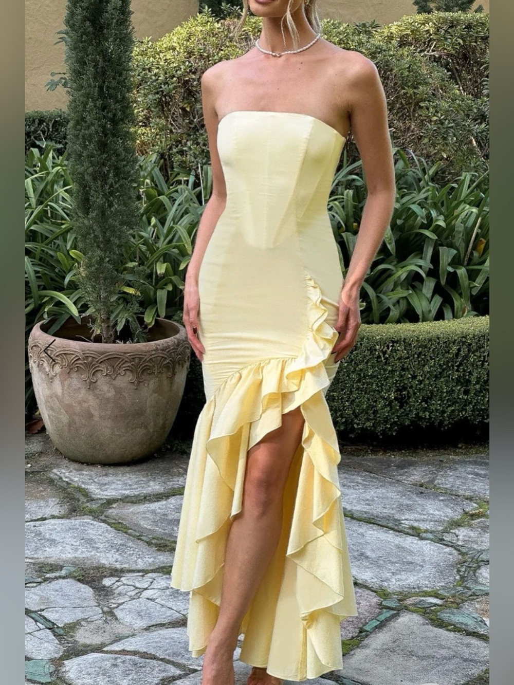 Babyboo NWT Women Small Angelina Maxi Dress in Lemon Princess Coquette Wedding
